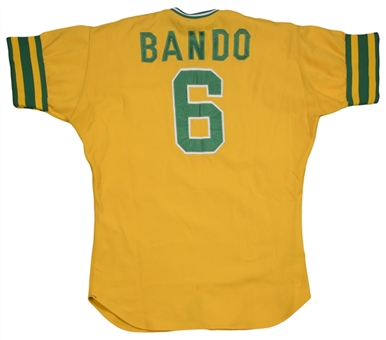 1973 Sal Bando Game Used Oakland As Yellow Alternate Jersey (MEARS A10)